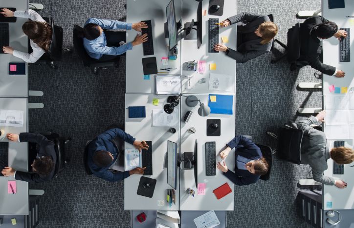 Top Down View Of People In Office