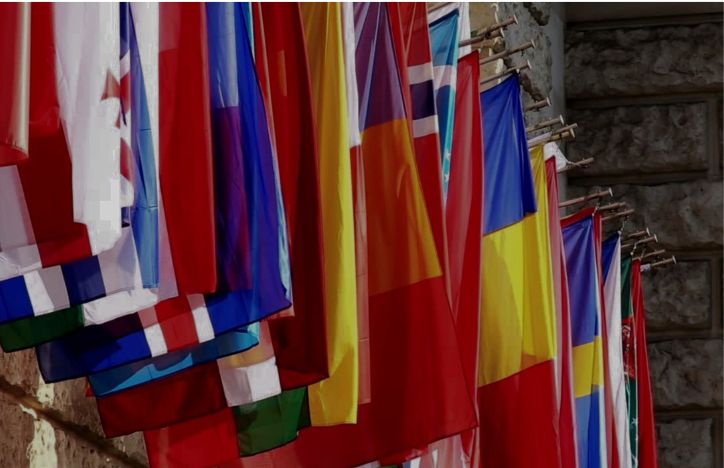 Close Up Of Flags From Around The World