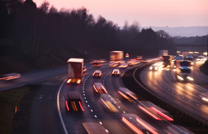 Busy Motorway At Dusk