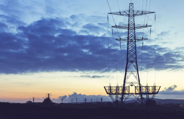 Electricity Pylon At Dusk