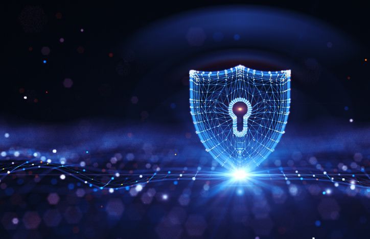 Cyber Security Shield And Keyhole Concept