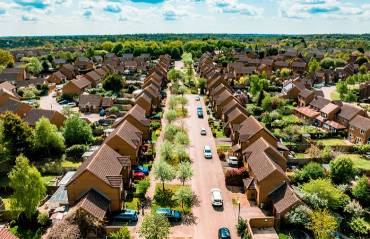 UK Residential Area With Trees