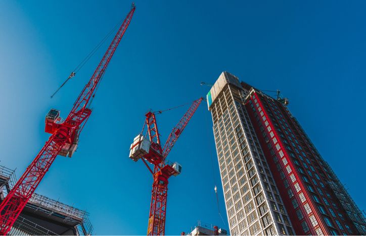 Looking Up At Skyscraper Construction