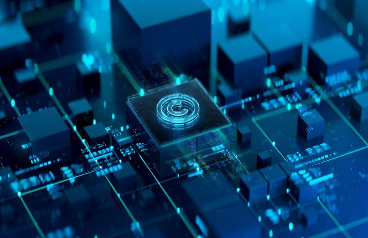 Copyright Symbol On A Tech Related Background