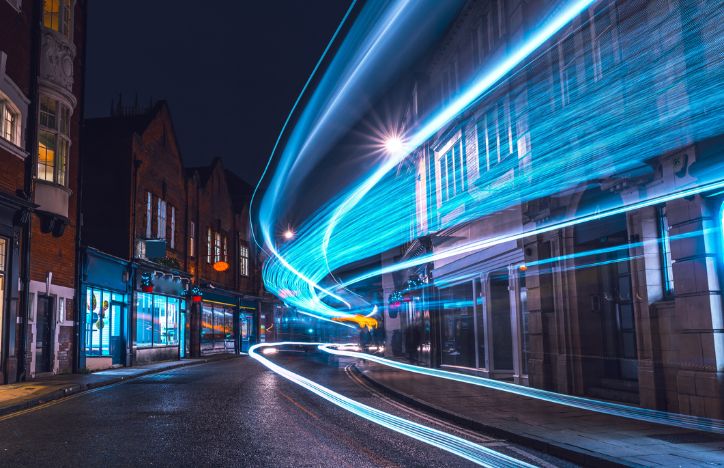 Light Trails In A UK Town