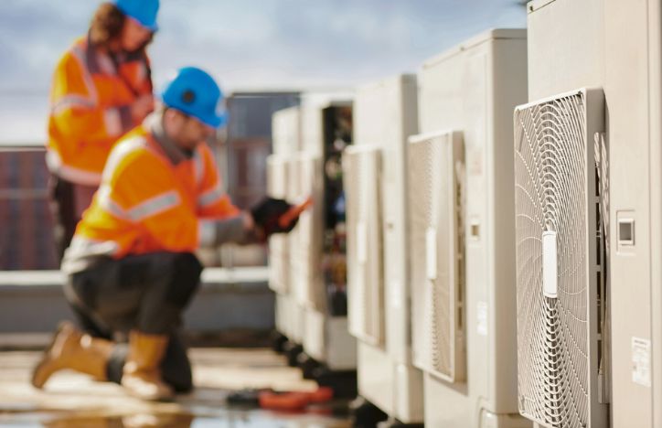 Engineers Inspecting Aircon Units