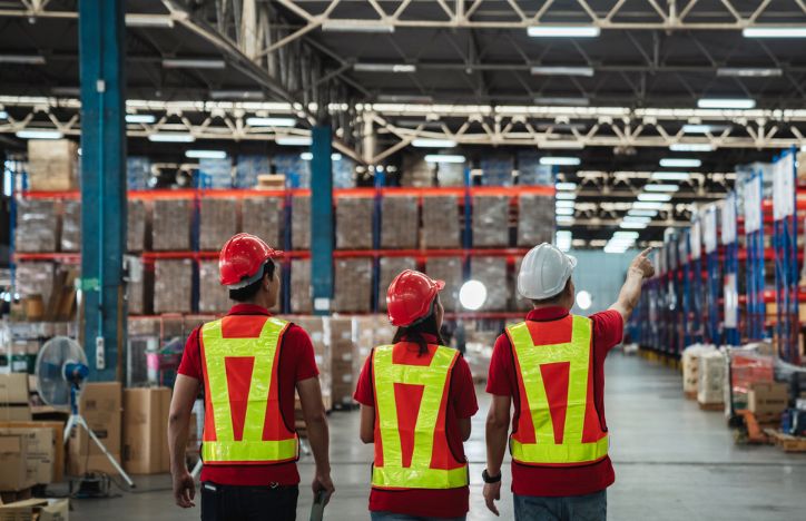 Warehouse With Staff In Safety Gear