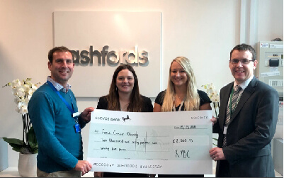 Ashfords' XYBC raise over £2,000 for Force Cancer Charity
