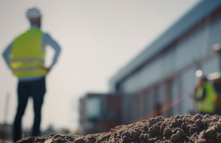 Engineer Looking Up At Construction Project