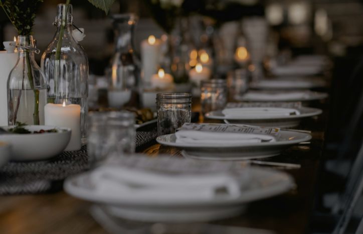 A Set Dinner Table At A Formal Event