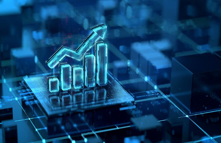 Trading Chart Icon On Futuristic Digital Background