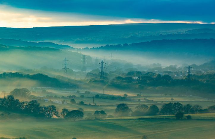 Electricity Pylons In UK Countryside