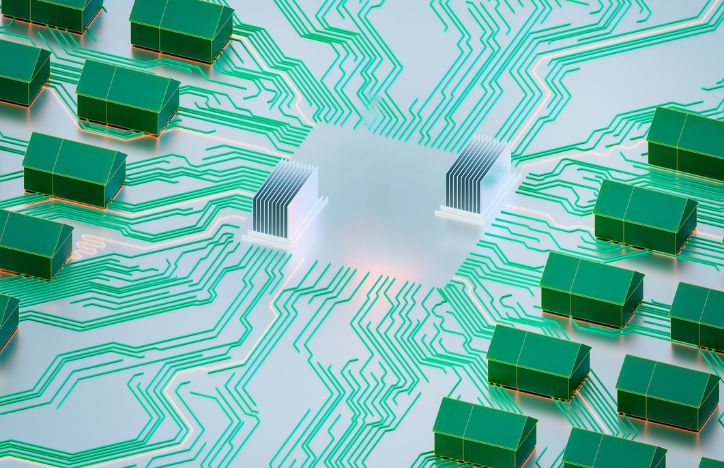 Concept Of Houses Running On Clean Energy
