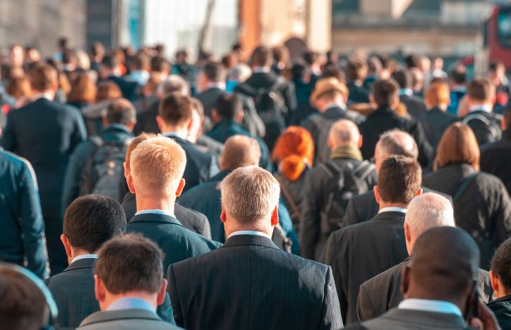 Crowd Of People Going To Work