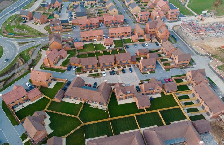 New Housing Estate With Construction Continuing To The Right