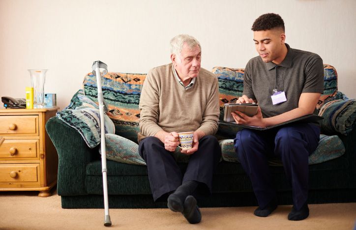 Support Worker With Elderly Man