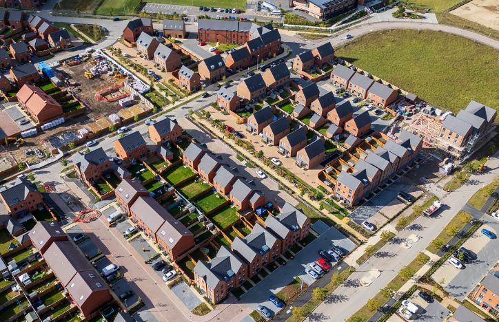 Aerial View Of Almost Complete New Build Development