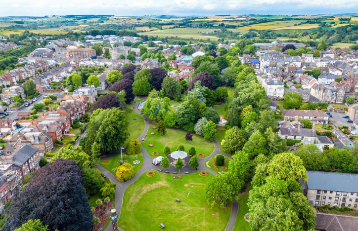 Aerial View Of Park In UK Town