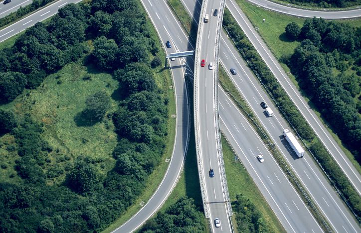 Aerial View Of Motorway Intersection