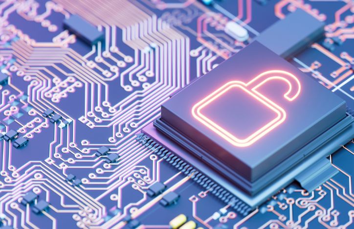 Data Breach Concept An Unlocked Padlock On A Circuit Board