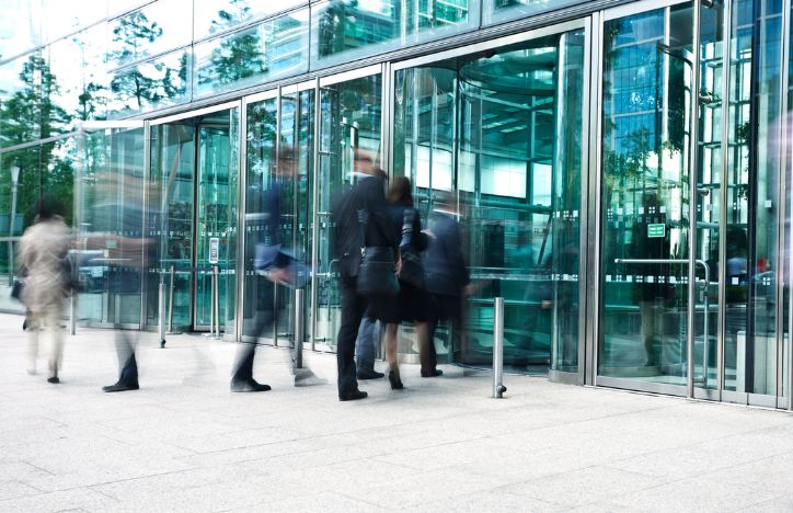 Office Entrance With Blurred People