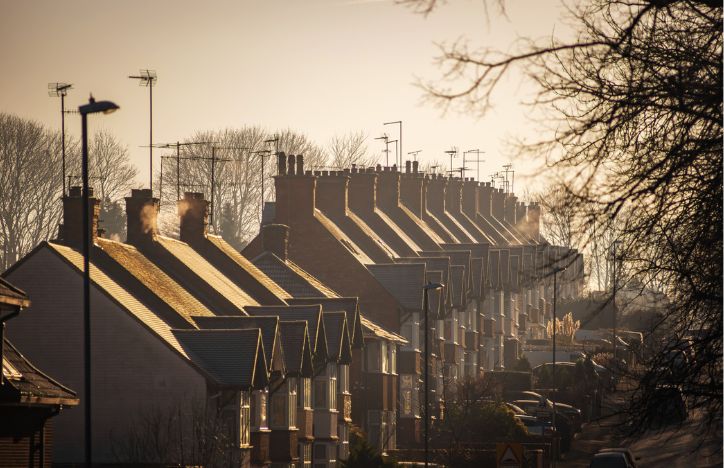 A Row Of Houses At Dawn