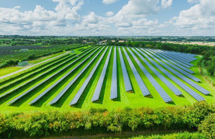 Solar Farm On A Sunny Day