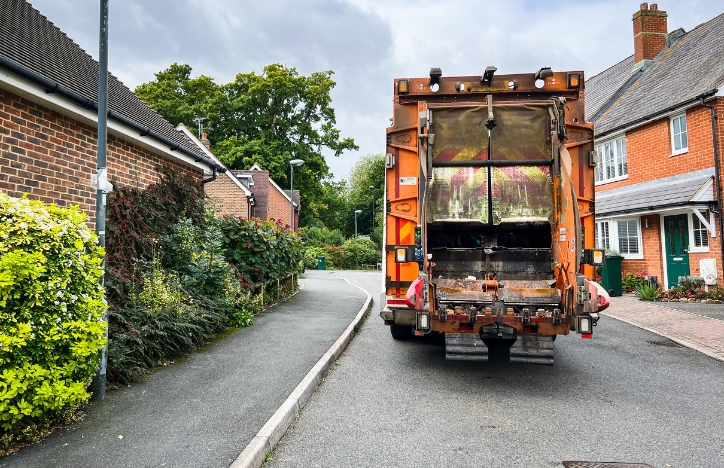 Dustbin Lorry On Residential Street