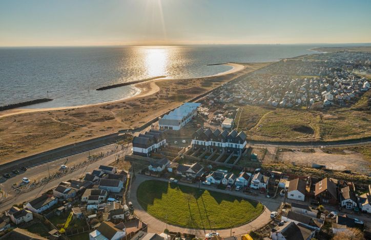 Aerial Photo Of Jaywick's Seafront, Including New Commercialhousing Units Being Built