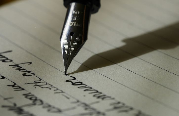 Fountain Pen Writing On Lined Paper