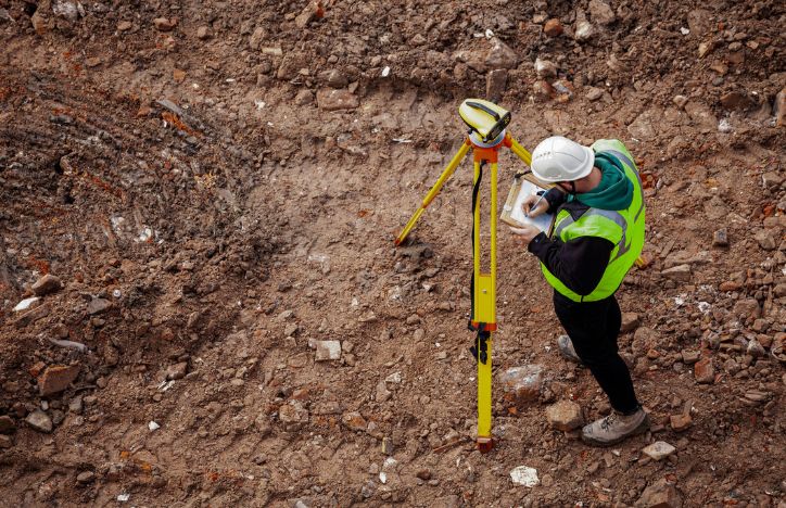 Surveyor On Construction Site