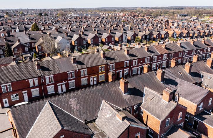 Aerial View Of Rows Of Terraced Houses