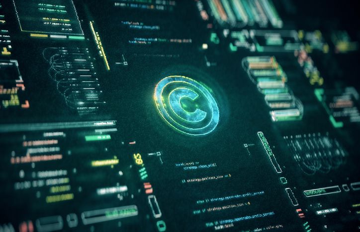 Copyright Symbol On Digital Screen Background