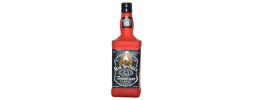 The Bad Spaniels toy, evoking the look of a bottle of Jack Daniel's whiskey