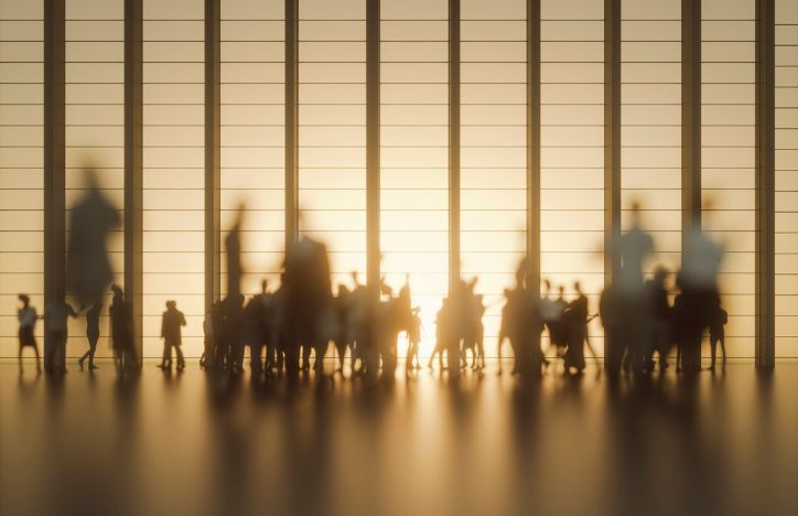 Shadows Of People Against Glass