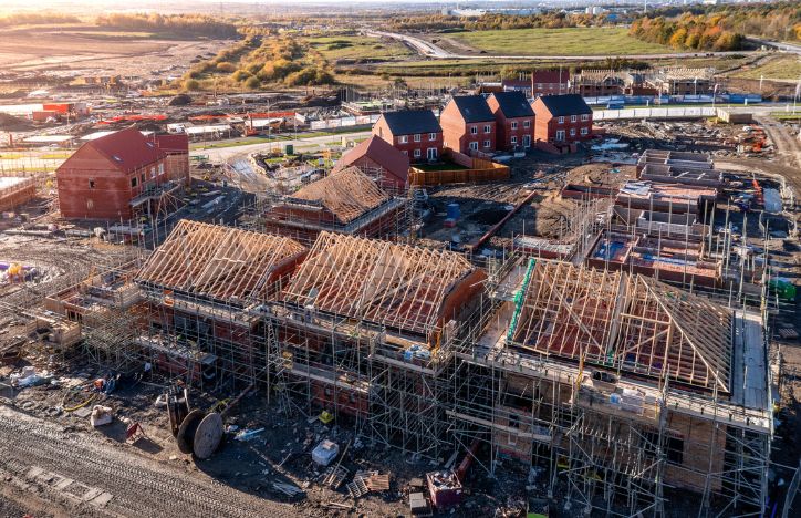 Aerial View Of New Build Home Building Site